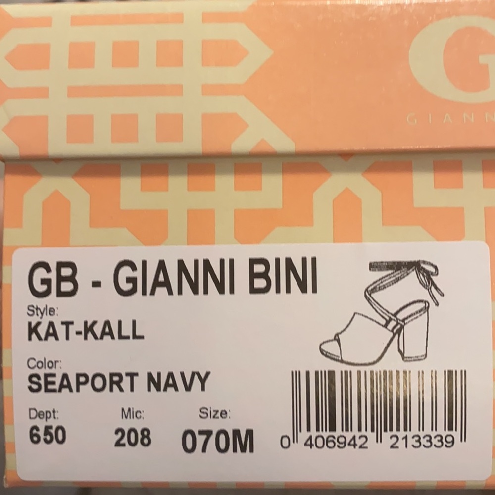 NWT GB navy suede ankle tie block heels - size 7 - Picture 7 of 10